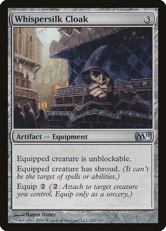 Whispersilk Cloak 221 - Magic 2011 MTG card