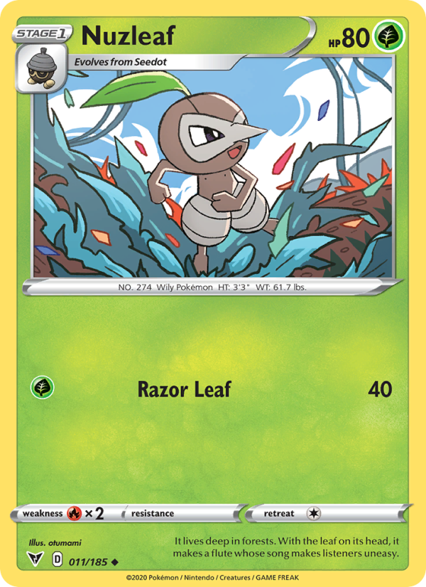 Nuzleaf 11/185 - Vivid Voltage Pokemon card