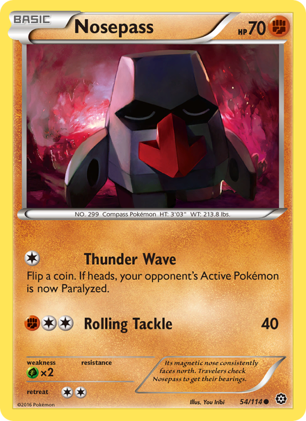 Nosepass 54/114 - Steam Siege Pokemon card