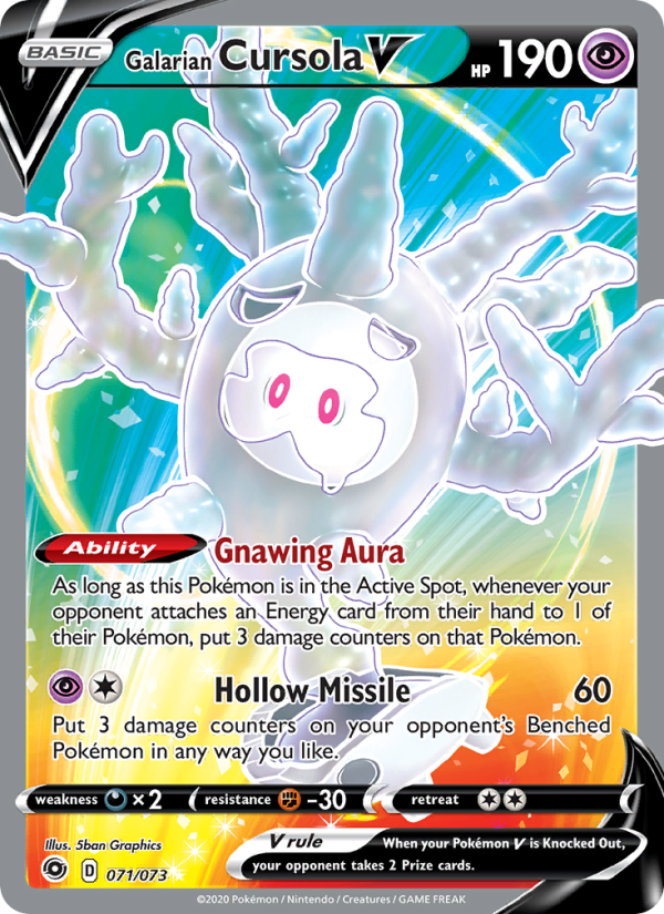 Galarian Cursola V 71/73 - Champion's Path Pokemon card