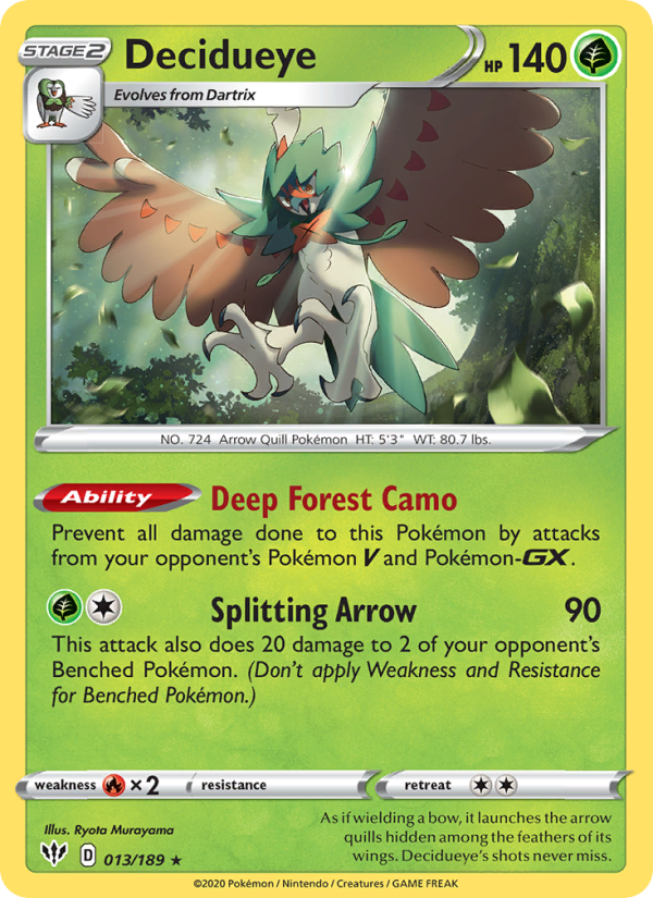 Decidueye 13/189 - Darkness Ablaze Pokemon card