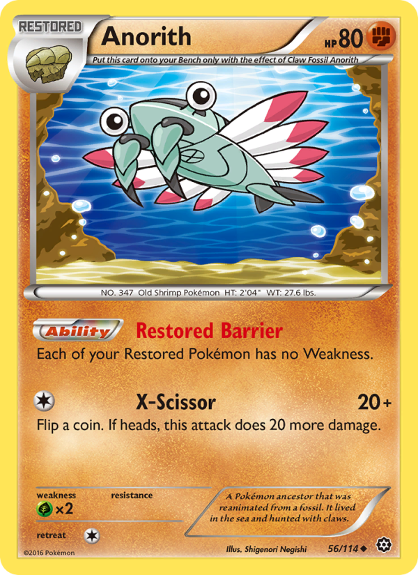 Anorith 56/114 - Steam Siege Pokemon card