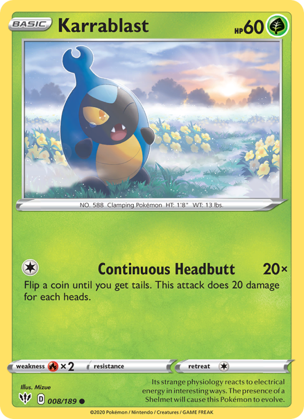 Karrablast 8/189 - Darkness Ablaze Pokemon card