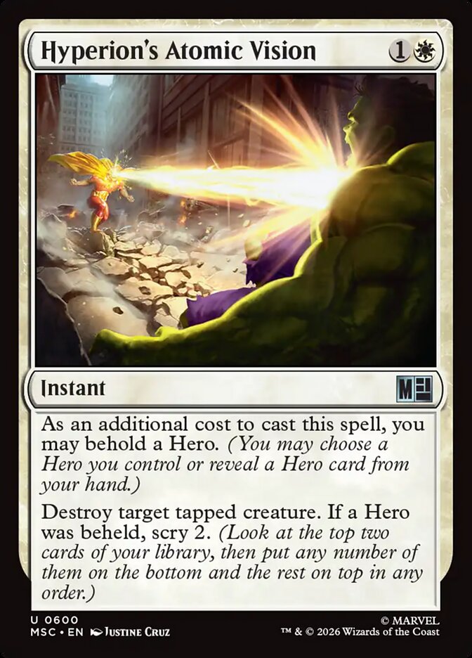 Hyperion's Atomic Vision 600 - Marvel Super Heroes Commander MTG card