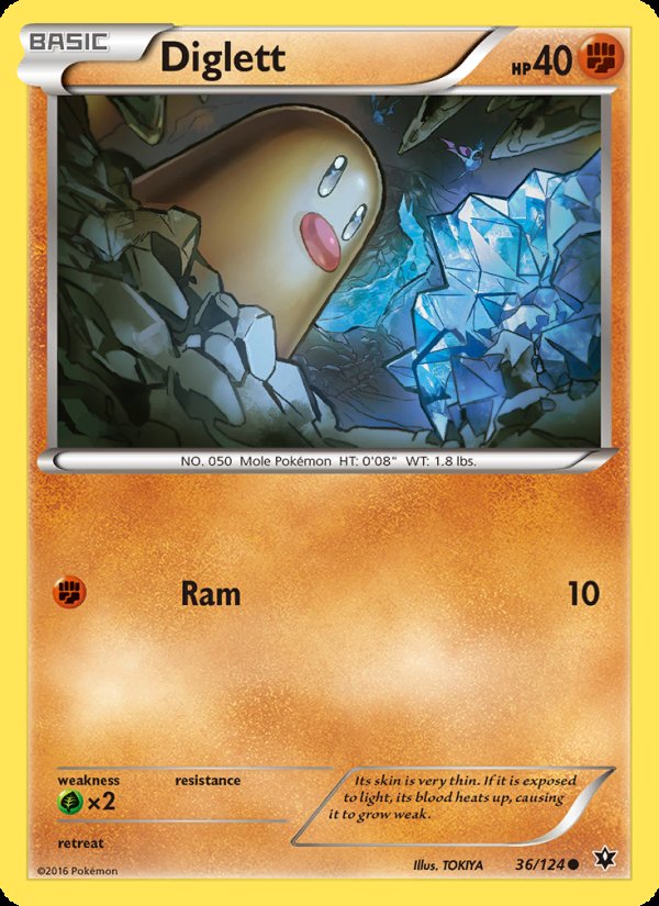 Diglett 36/124 - Fates Collide Pokemon card