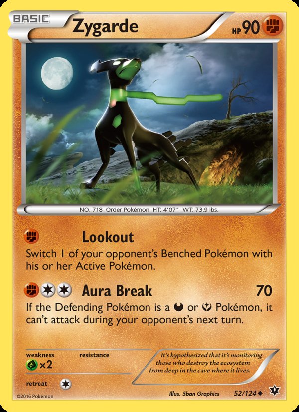 Zygarde 52/124 - Fates Collide Pokemon card