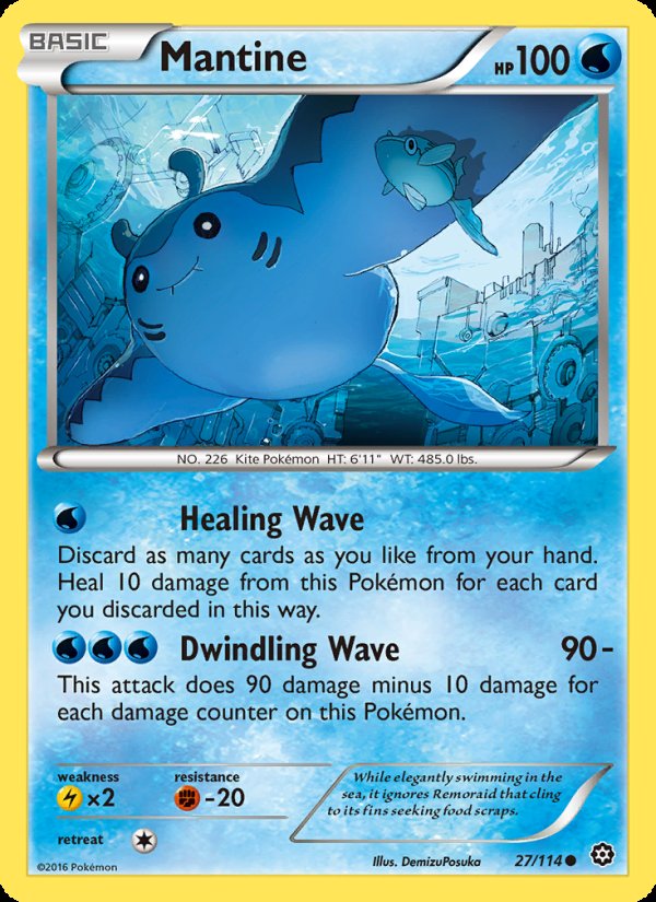 Mantine 27/114 - Steam Siege Pokemon card