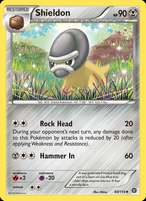Shieldon 69/114 - Steam Siege Pokemon card