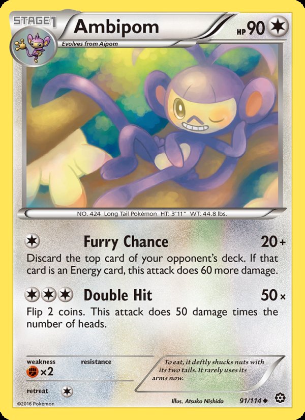 Ambipom 91/114 - Steam Siege Pokemon card