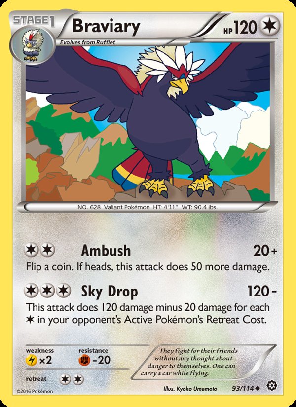 Braviary 93/114 - Steam Siege Pokemon card