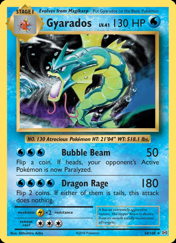 Gyarados 34/108 - Evolutions Pokemon card