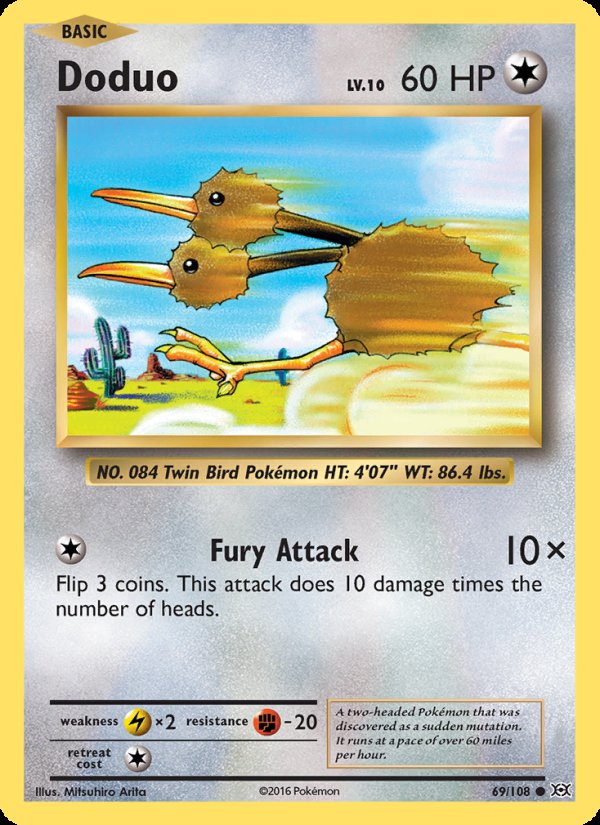 Doduo 69/108 - Evolutions Pokemon card