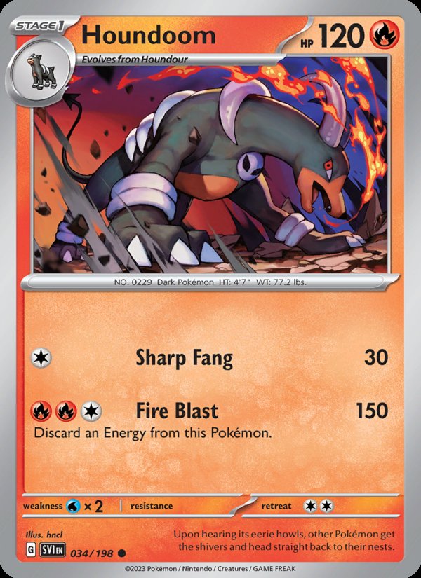 Houndoom 034/198 - Scarlet & Violet Pokemon card
