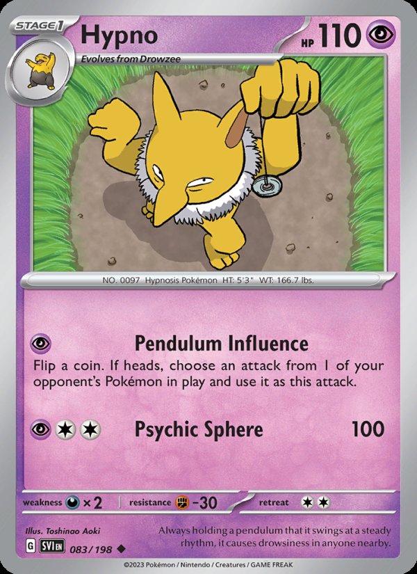 Hypno 083/198 - Scarlet & Violet Pokemon card