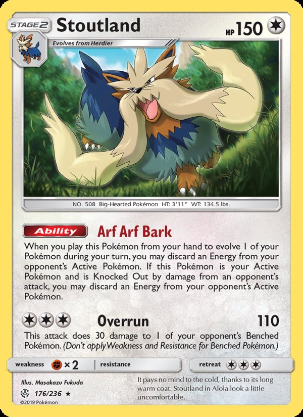 Stoutland 176/236 - Cosmic Eclipse Pokemon card