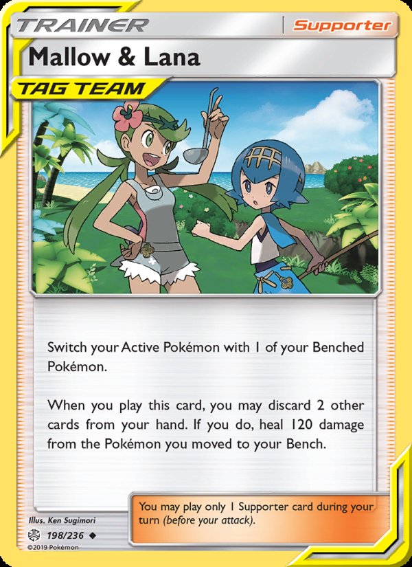 Mallow & Lana 198/236 - Cosmic Eclipse Pokemon card