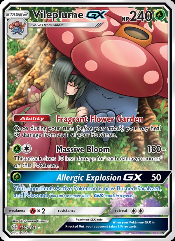 Vileplume GX 211/236 - Cosmic Eclipse Pokemon card