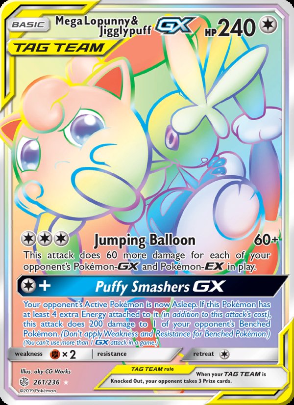 Mega Lopunny & Jigglypuff GX 261/236 - Cosmic Eclipse Pokemon card