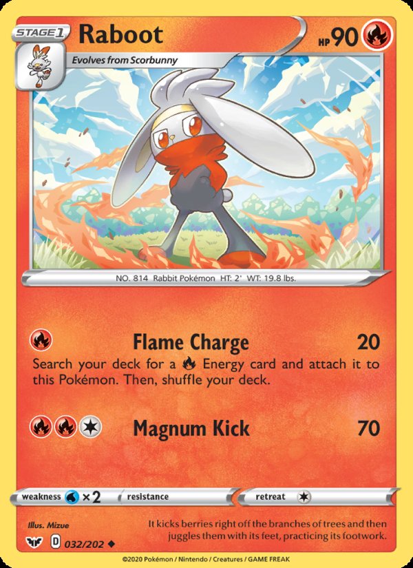 Raboot 32/202 - Sword & Shield Pokemon card
