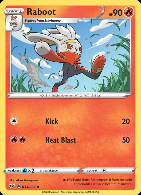 Raboot 33/202 - Sword & Shield Pokemon card