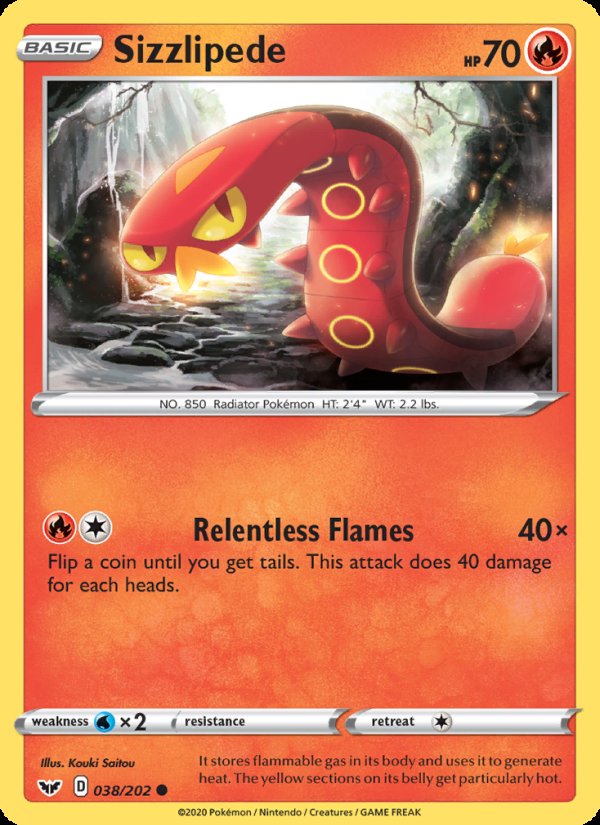 Sizzlipede 38/202 - Sword & Shield Pokemon card