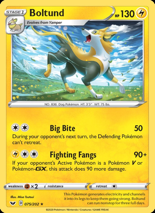 Boltund 75/202 - Sword & Shield Pokemon card