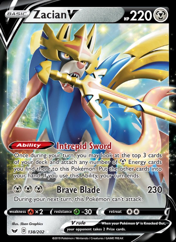 Zacian V 138/202 - Sword & Shield Pokemon card