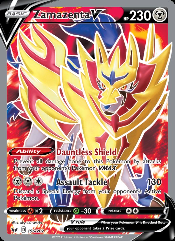 Zamazenta V 196/202 - Sword & Shield Pokemon card
