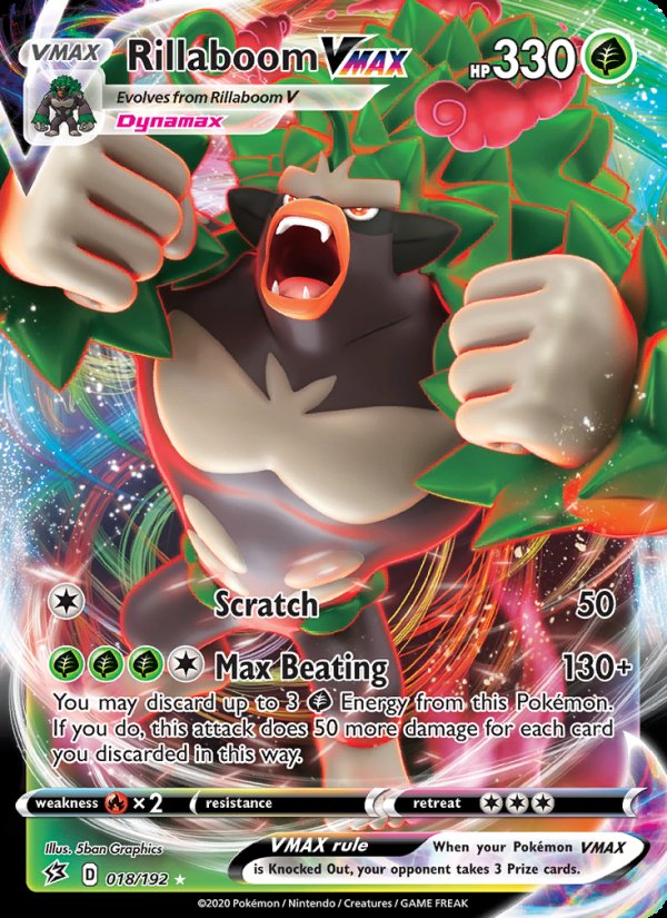Rillaboom VMAX 18/192 - Rebel Clash Pokemon card