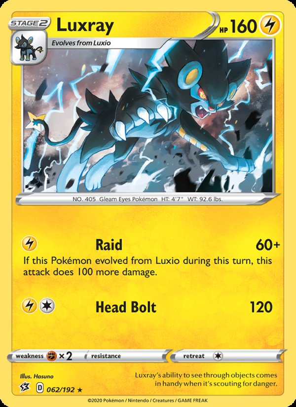Luxray 62/192 - Rebel Clash Pokemon card