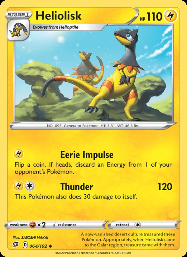 Heliolisk 64/192 - Rebel Clash Pokemon card