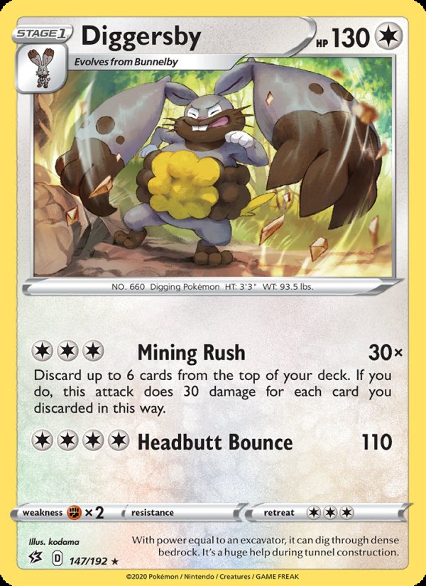 Diggersby 147/192 - Rebel Clash Pokemon card