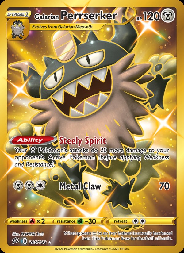 Galarian Perrserker 205/192 - Rebel Clash Pokemon card