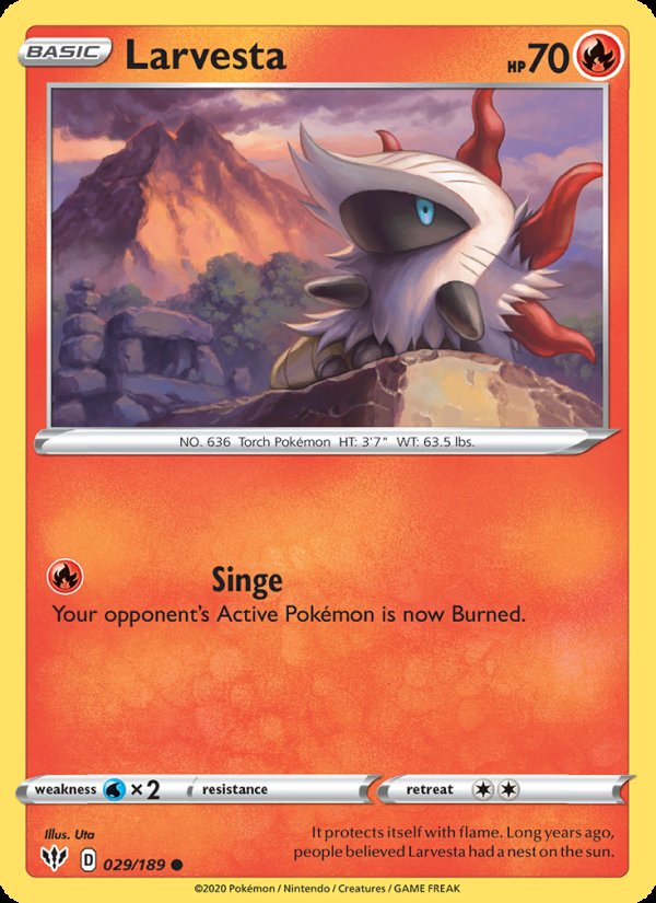 Larvesta 29/189 - Darkness Ablaze Pokemon card