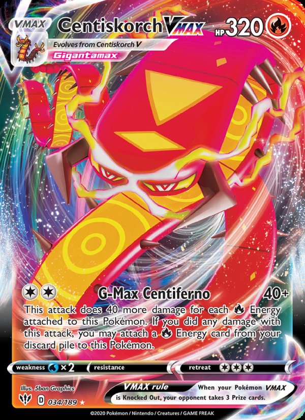 Centiskorch VMAX 34/189 - Darkness Ablaze Pokemon card