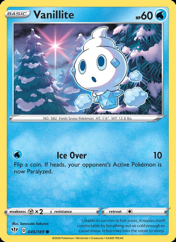 Vanillite 45/189 - Darkness Ablaze Pokemon card