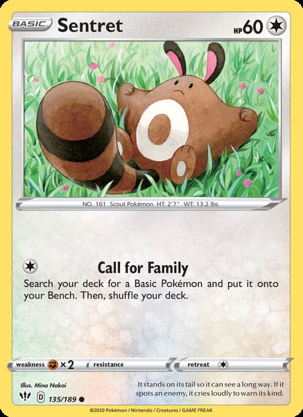 Sentret 135/189 - Darkness Ablaze Pokemon card