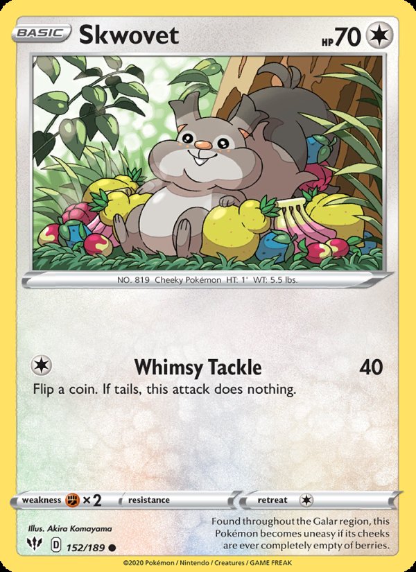 Skwovet 152/189 - Darkness Ablaze Pokemon card