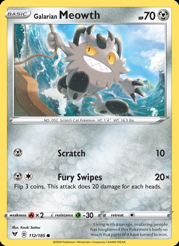 Galarian Meowth 112/185 - Vivid Voltage Pokemon card