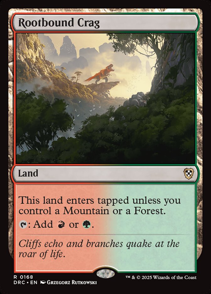 Rootbound Crag 168 - Aetherdrift Commander MTG card