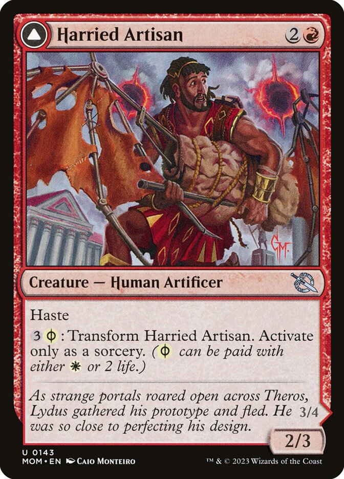 Harried Artisan // Phyrexian Skyflayer 143 - March of the Machine MTG card