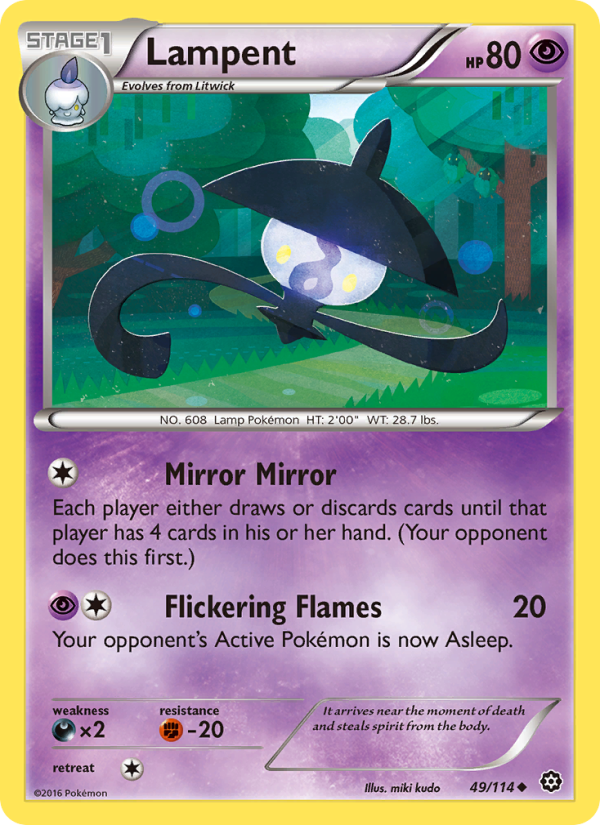 Lampent 49/114 - Steam Siege Pokemon card