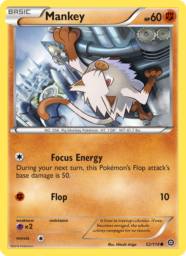 Mankey 52/114 - Steam Siege Pokemon card