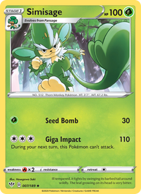 Simisage 7/189 - Darkness Ablaze Pokemon card