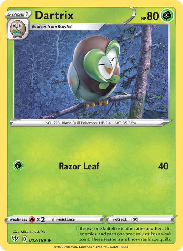 Dartrix 12/189 - Darkness Ablaze Pokemon card